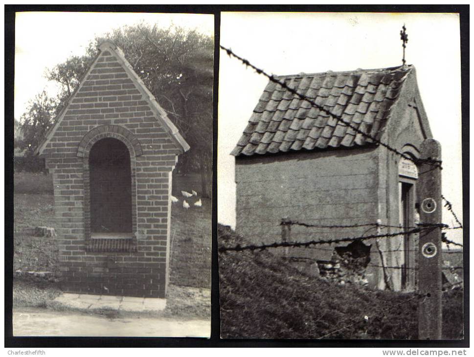 2 ZELDZAME OUDE PERSFOTO ´S " MOEN ( ZWEVEGEM - KORTRIJK ) OUDE EN NIEUWE KAPEL " 9 EN 8 X 12 !! - Zwevegem