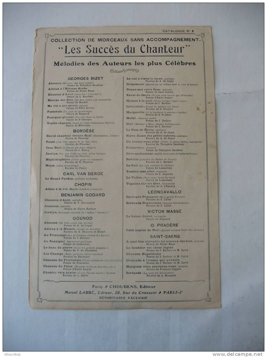 MUSIQUE- PARTITION:" GILLETTE DE NARBONNE (ON M'AVAIT DANS 1 CAGE)"OPERA COMIQUE E. AUDRAN ED- CHOUDENS N°21 - Opéra