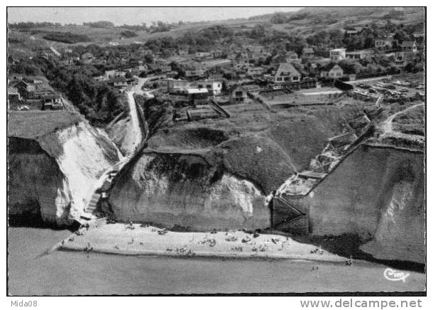 76. BERNEVAL SUR MER. VUE GENERALE .LES DESCENTES A LA PLAGE.  Carte Couleur. Ci. 67.102. - Berneval