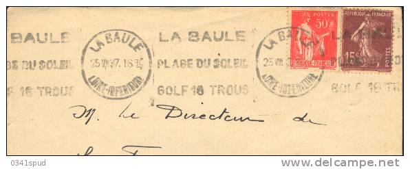 1937 France  44 La Baule  Krag  Golf   Sur Enveloppe - Golf