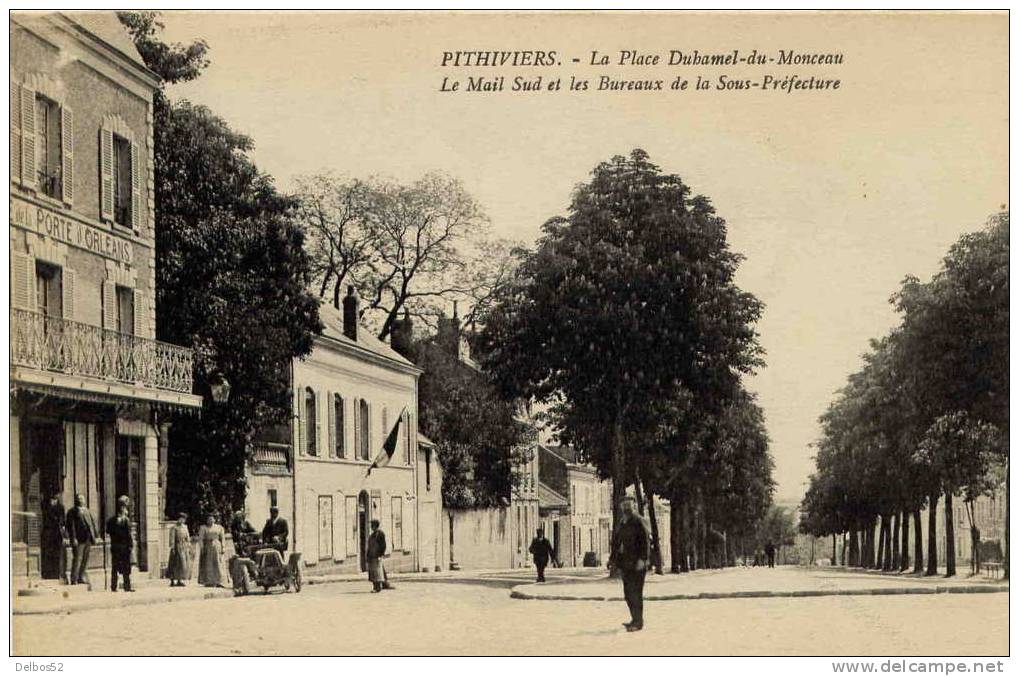 Pithiviers ( Loiret ) - La Place Duhamel Du Monceau, Le Mail Sud Et Les Bureaux De La Sous-Préfecture - Pithiviers