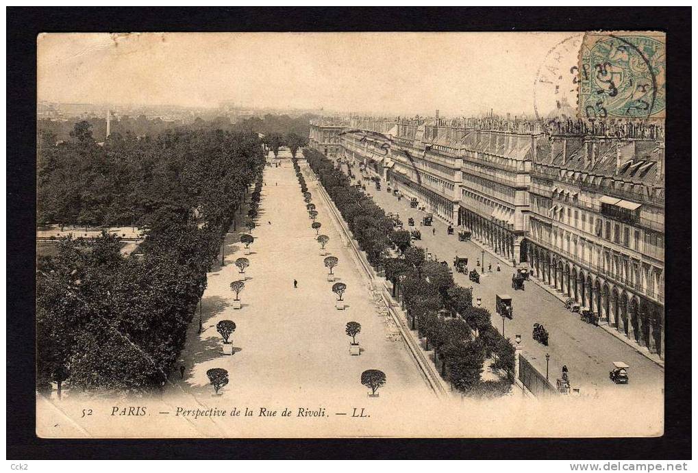 1905 FRANCE CARTE POSTALE PARIS-Perspective De La Rue De Rivoli - Lettres & Documents