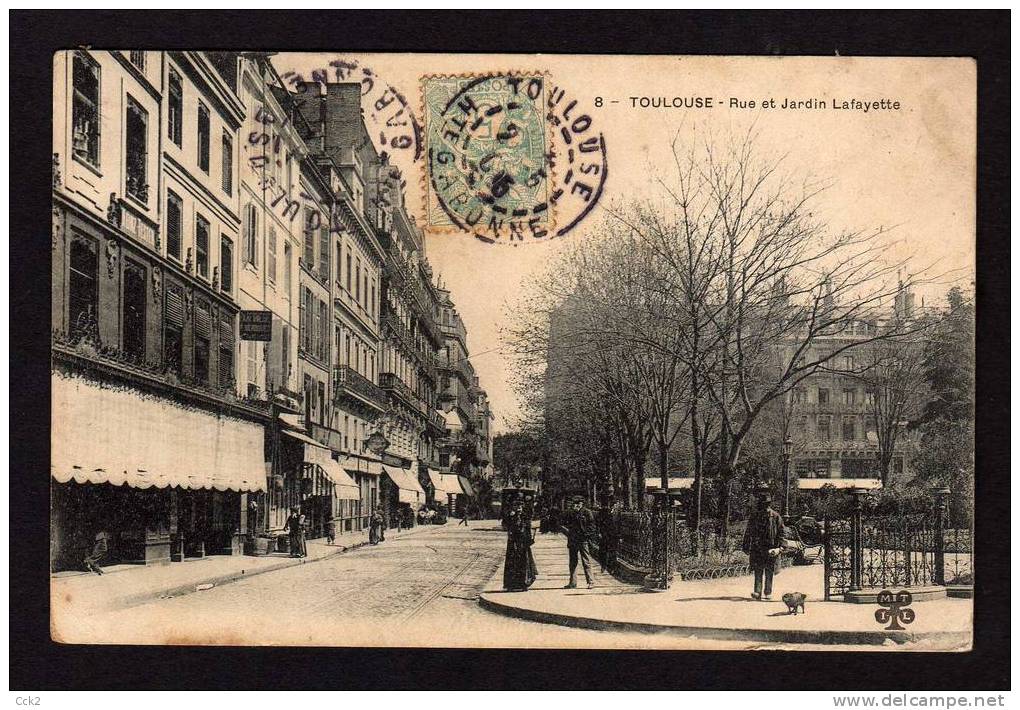 1905 FRANCE CARTE POSTALE TOULOUSE-Rue Et Jardin Lafayette - Briefe U. Dokumente