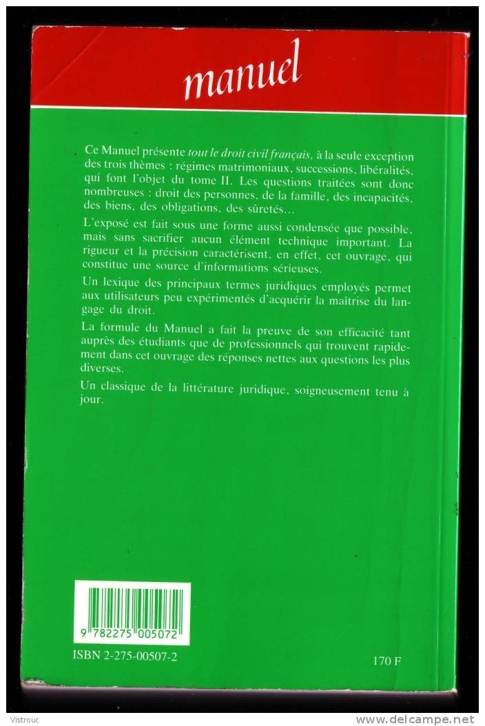 Manuel De DROIT CIVIL Français Par Pierre VOIRIN - 24 Ième édition - Rechts