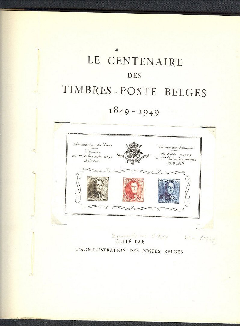 LE CENTENAIRE DES TIMBRES-POSTE BELGES 1849-1949 - Andere & Zonder Classificatie