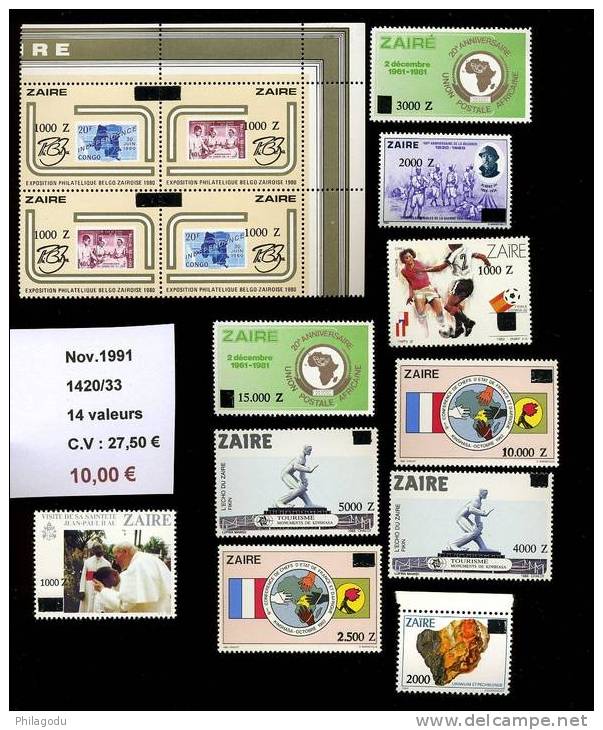 Nov 1991 Overprint In Black  14 New Values On Previous Stamps Belgian Cat 27,50 Euros - Nuevos