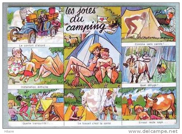 Cpsm JOIES DU CAMPING Cp Multivue Dessins - Humor