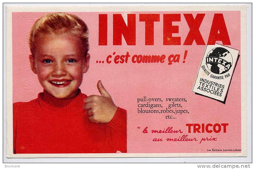 Buvard INTEXA Tricot - Fillette Fond Rose - Ed Lacroix Lebeau - Textile & Clothing