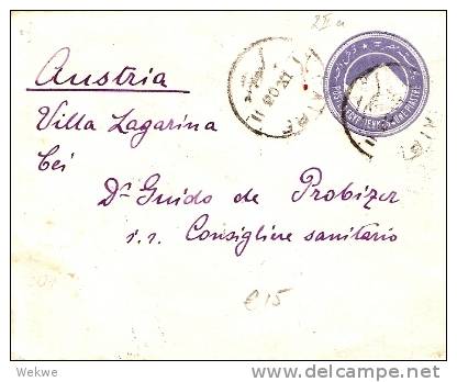 EGY182 / ÄGYPTEN -  U II A 1903 Nach Villa Lagarina Im Heutigen Italien - 1866-1914 Ägypten Khediva