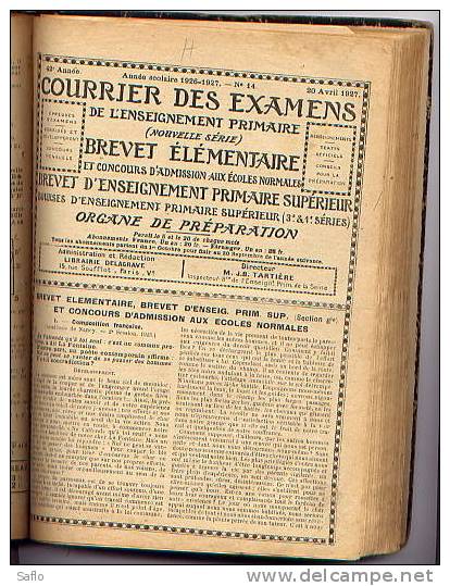 Reliure Du Courrier Des Examens De L´enseignement Primaire - Années Scolaires 1926-1927 & 1927-1928 - Über 18