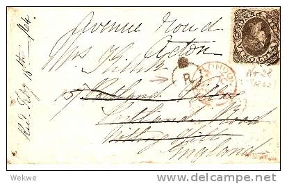 VIC150 / Six Pence Black 18.2.1864 UK, Redirected, Mit Markierung! - Storia Postale