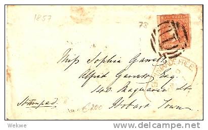 VIC158 / Shipletter 1857 Melbourne-Hobart - Lettres & Documents