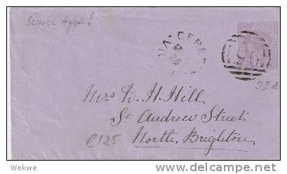 VIC166 / Ascher 3 I D.SelteneType! Nach Brighton 1886 - Storia Postale