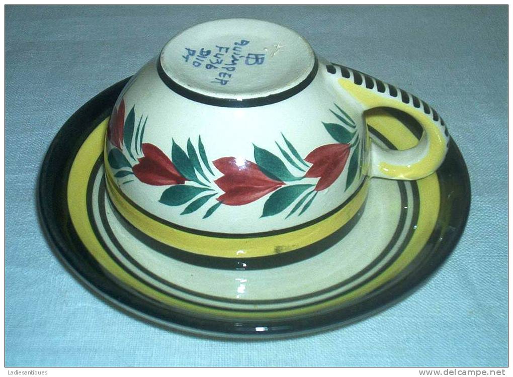 HB Quimper - Tasse/st - Kopje En Schoteltje - Cup And Saucer - TA 313 - Quimper/Henriot (FRA)