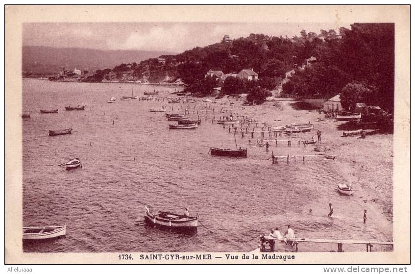 CPA Belle Carte Postale FRANCE SAINT-CYR Sur MER Vue De La Madrague - Animée Barque TBE - Saint-Cyr-sur-Mer