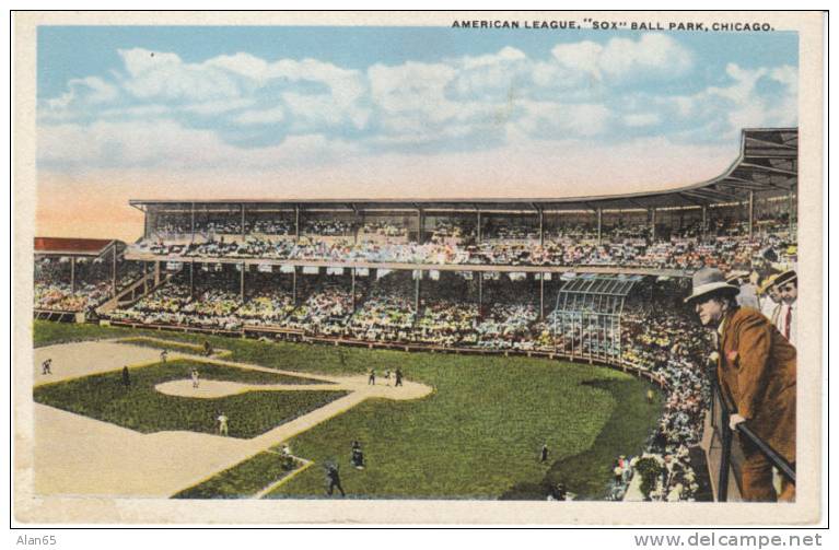 Baseball Stadium Chicago Whte Sox Ballpark, American League Team On Vintage Postcard - Chicago