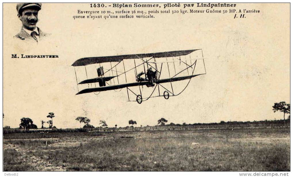 1430 - Aviation , Biplan Sommer , Piloté Par Lindpaintner - Andere & Zonder Classificatie