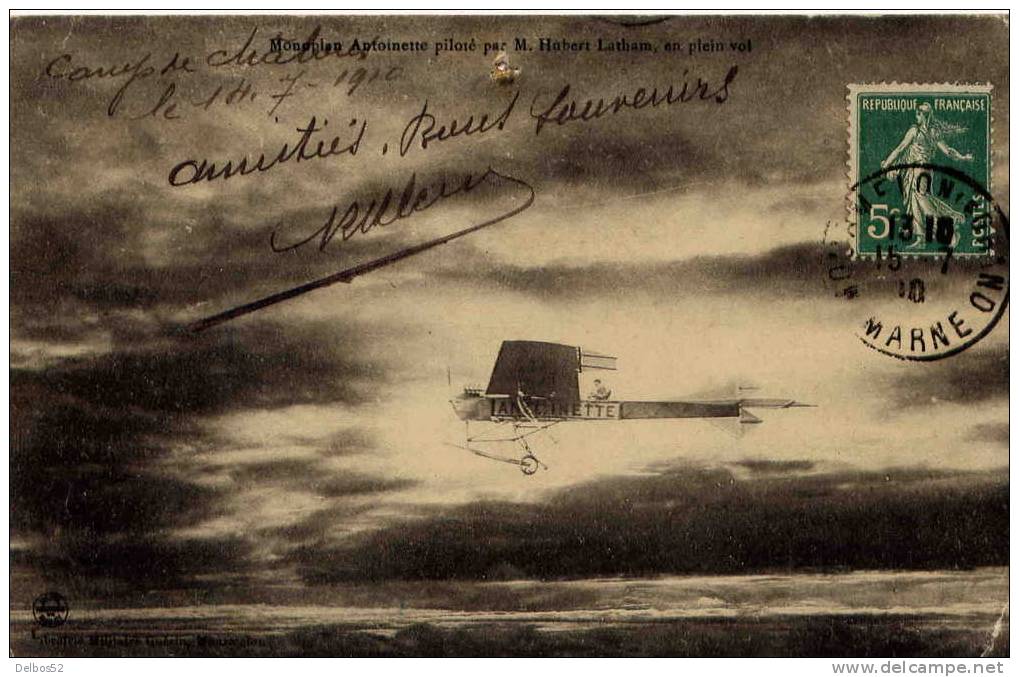 Aviation , Monoplan Antoinette Piloté Par M. Hubert Latham En Plein Vol - Other & Unclassified