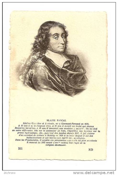 Portrait De Blaise Pascal (08-1793) - Philosophie