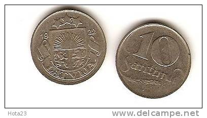 Latvia  -10 Santims 1922 Y VF - Latvia