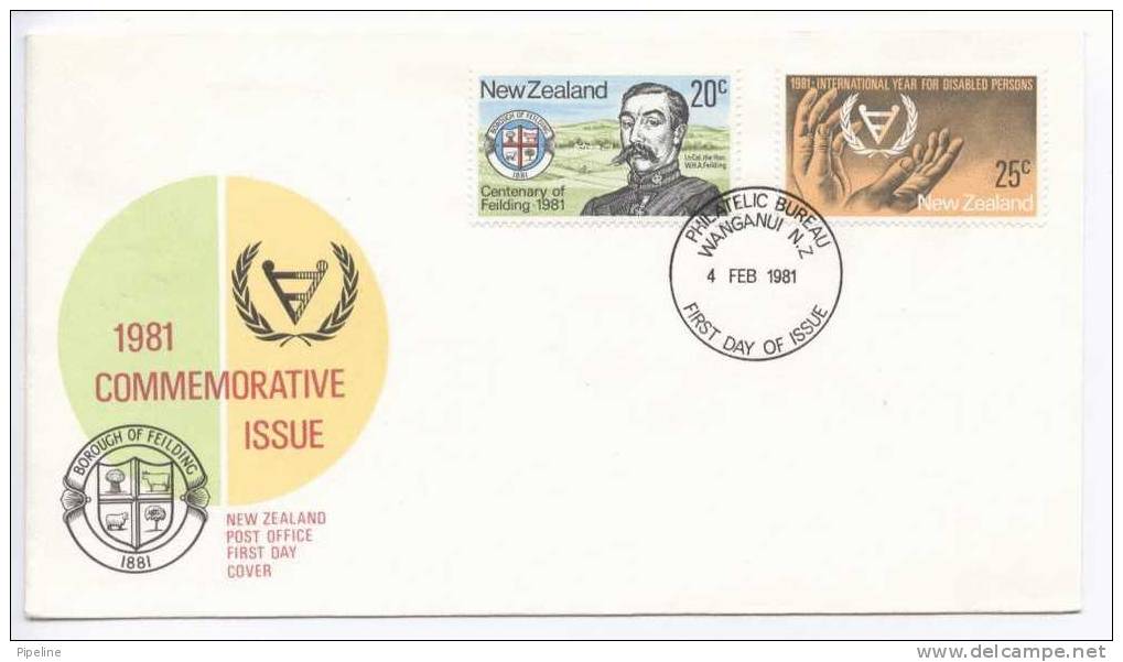 New Zealand FDC Borough Of Feilding 4-2-1981 With Cachet - FDC