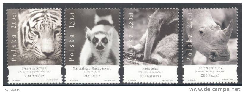 2005 POLAND ZOO ANIMALS 4V - Unused Stamps