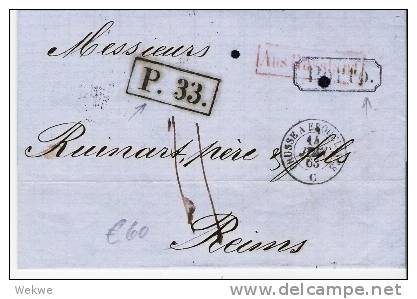 Rl084/  - RUSSLAND / Unfrei Nach Reims 1863 Per Erquelines - Briefe U. Dokumente