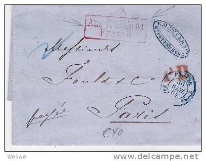 Rl087/ Aus Russland, Franco, 1864, Nach Paris - Briefe U. Dokumente