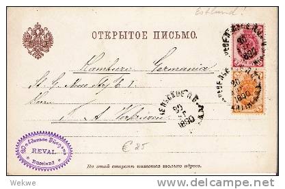 RL101/  - RUSSLAND -    Reval Bahnpost Nach Hamburg 1890 - Ganzsachen