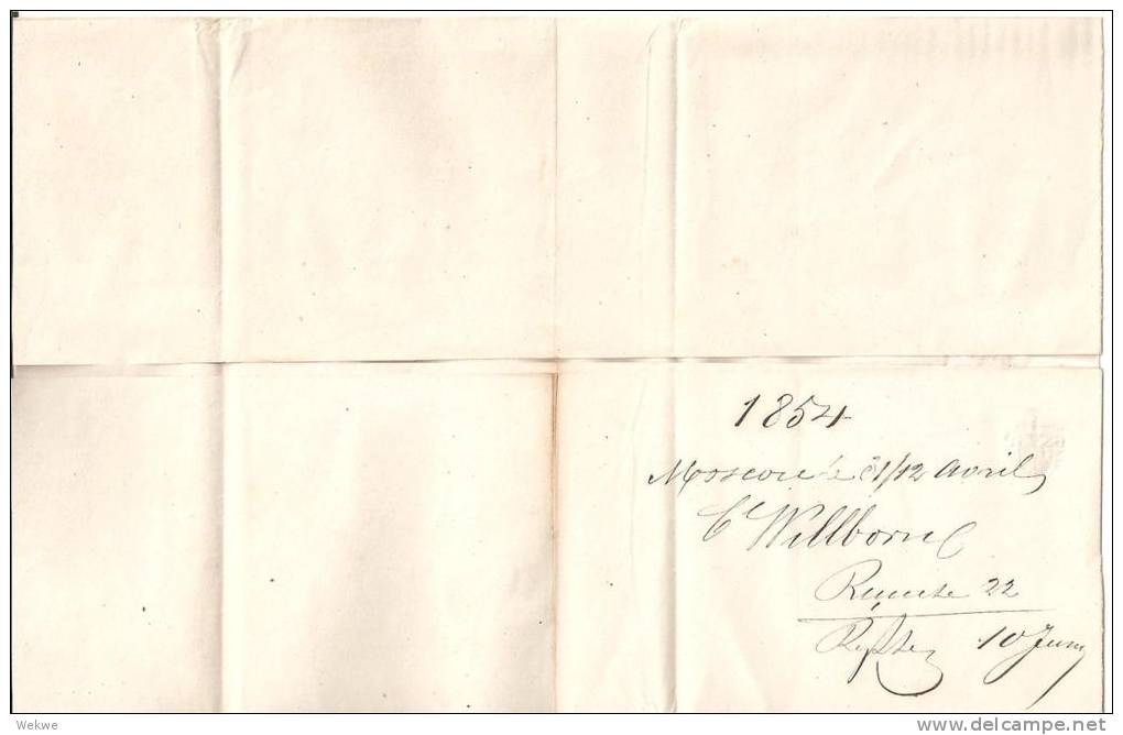 Rl108/  - RUSSLAND -  Moskau 1854, Unfrei. Preussen 3 Silbergr., Frankreich, 11 Centimes - ...-1857 Vorphilatelie