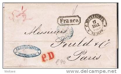 Rl113/  - RUSSLAND -  St. Petersburg, Franco Paris 1866 - Briefe U. Dokumente