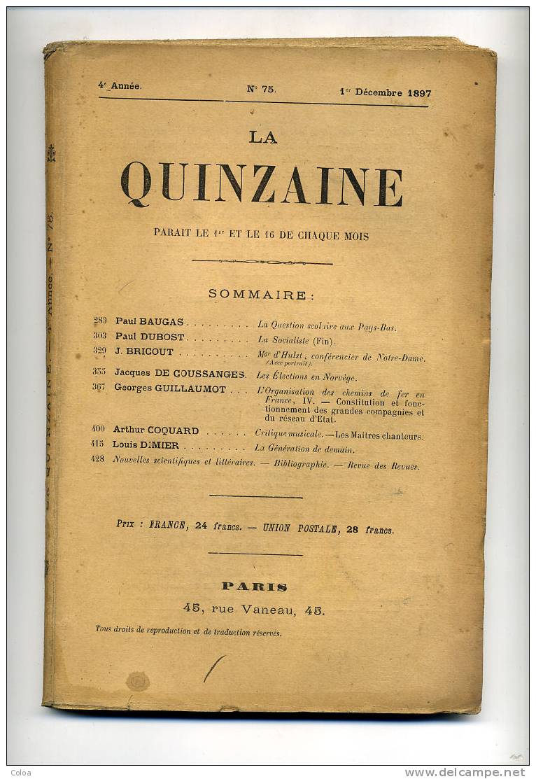 Les Chemins De Fer En France 1897 (2) - Revues Anciennes - Avant 1900