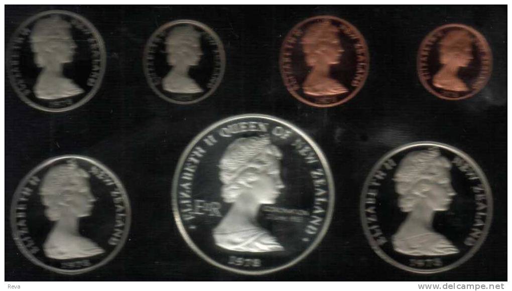 NEW ZEALAND PROOF SET OF7 1 CENT- $1 "BEEHIVE" SILVER 25TH ANN OF QUEEN EII HEAD BACK 1978 READ DESCRIPTION CAREFULLY !! - New Zealand