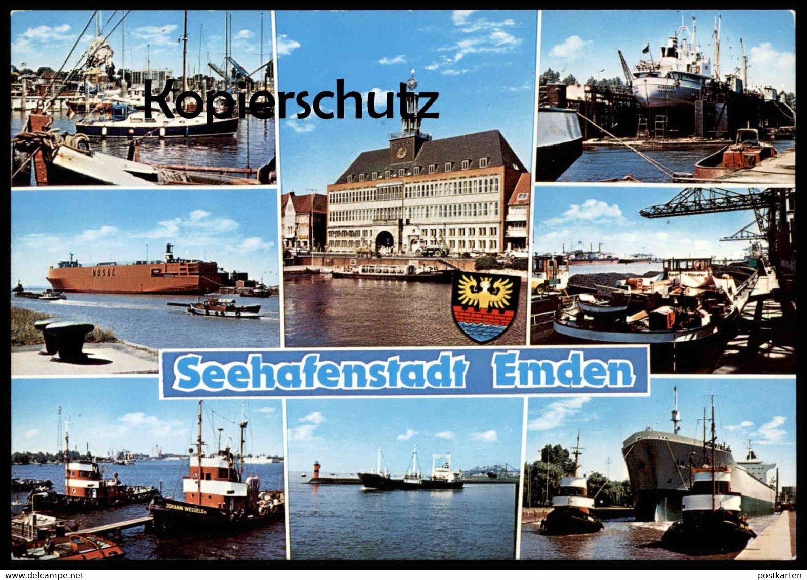 ÄLTERE POSTKARTE EMDEN SEEHAFENSTADT HAFEN SCHIFF SCHLEPPER Wappen Schiffen Ship Ships Bateau Ansichtskarte Cpa Postcard - Emden