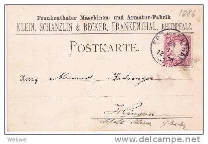 Bay220/  BAYERN - Frankenthaler Maschinen-  Und Armaturenfabrik,  Firmenkarte 1886 - Briefe U. Dokumente