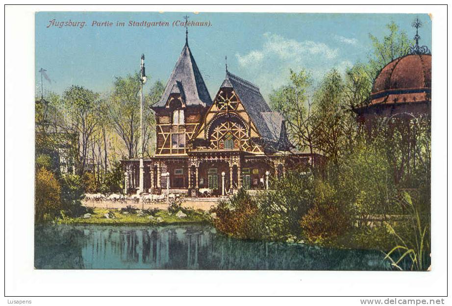 OLD FOREIGN 0243 - GERMANY - Deutschland - AUGSBURG - PARTIE IM STARDTGARTEN (CAFÉHAUS) - Augsburg