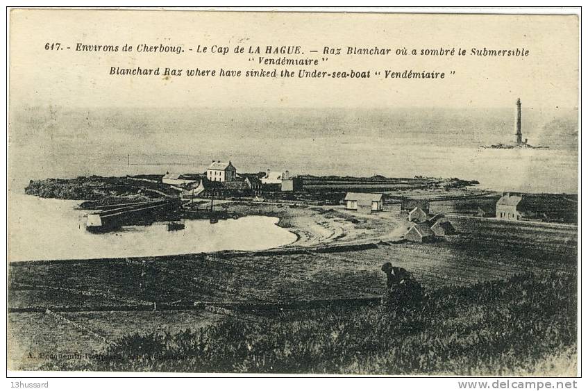 Carte Postale Ancienne Cap De La Hague - Raz Blanchar Où A Sombré Le Submersible Vendémiaire - Sous Marin, Catastrophe - Brehal