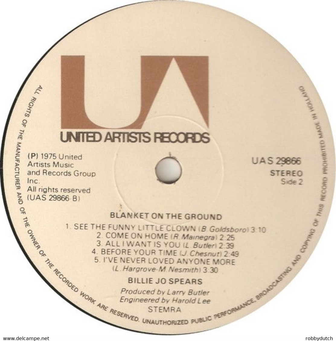 * LP * BILLIE JO SPEARS - BLANKET ON THE GROUND (Holland 1975) - Country Y Folk