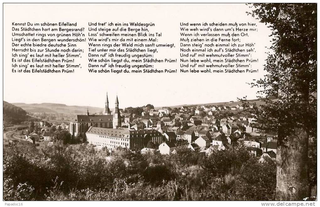 D - RP - Prüm, Dir Waldstadt Der Eifel - HMAK / CPSM [Dichtung / Poème : "Kennst Du Im Schönen Eifelland..."] - Prüm