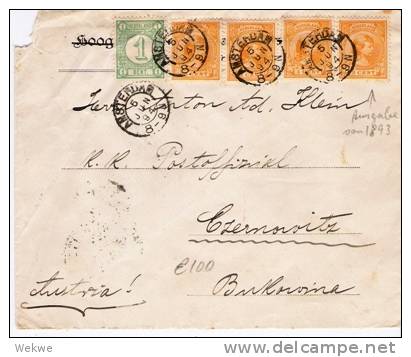 Nl004/- NIEDERLANDE -  BRIEF, Wilhelmina 3 C. (4 X) + 1 C. Ziffer, 1894 - Brieven En Documenten