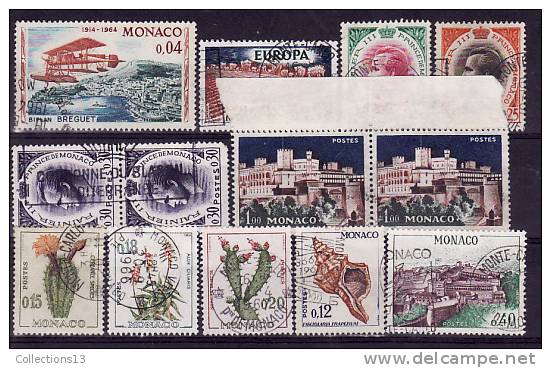 MONACO - 13 Timbres Oblitérés - Used Stamps