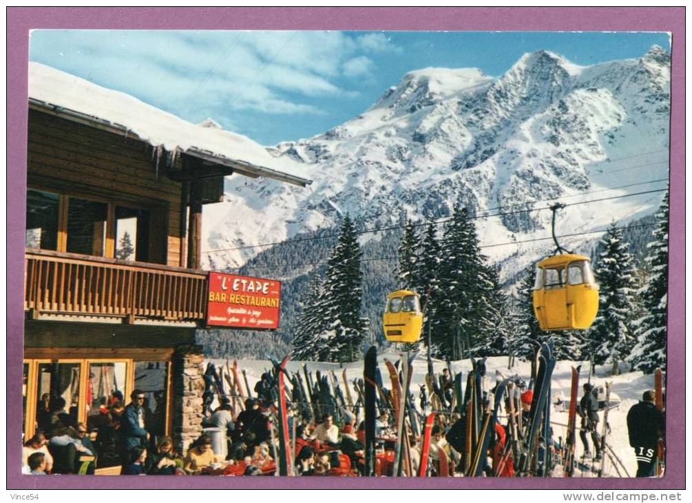 LES CONTAMINES-MONTJOIE -- La Terrasse Du Snack-Bar De L´Etape. Les Domes De Miage Et La Bérangère. 2 Scans - Les Contamines-Montjoie