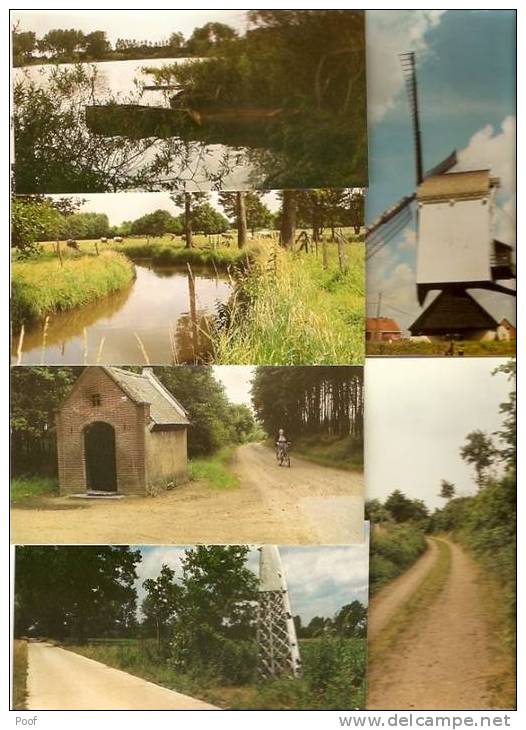 Meerhout : 6 Kaarten-(3) ---molen,holle Weg,Malesbroek,Nete,kapel, Vliegtuigvleugel, - Meerhout