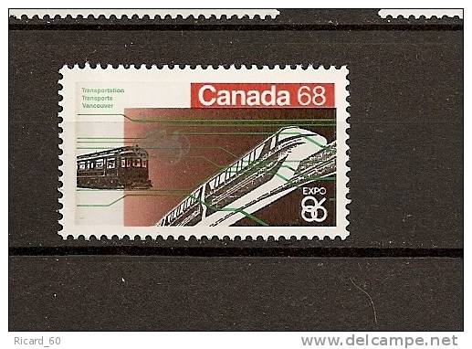 Timbres  Neufs Du Canada Exposition Universelle De Vancouver :  Train Ancien Et Moderne - Neufs