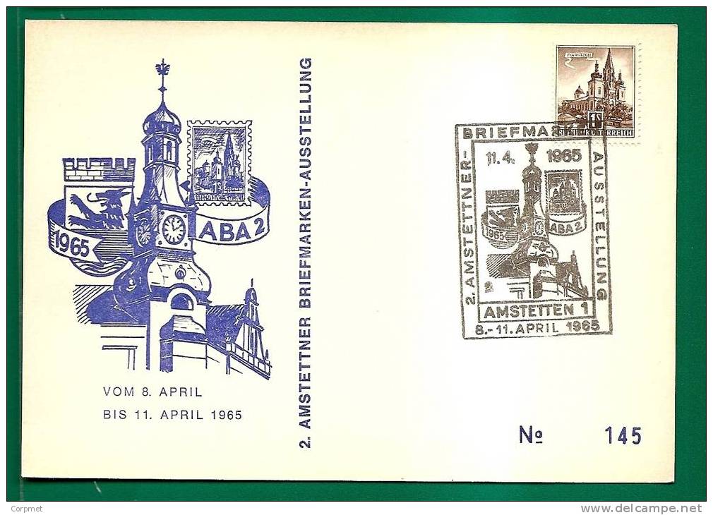 AUSTRIA -  1965 ABA 2 - AMSTETTNER BRIEFMARKEN-AUSSTELLUNG - STAMPS EXHIBITION - BESONDERE Stornierung - Nummeriert - Lettres & Documents