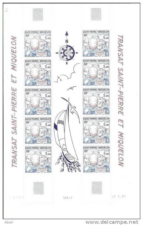 FEUILLE Du N° 477A X 5 - St PIERRE Et MIQUELON -  TRANSAT St PIERRE Et MIQUELON - Nuovi