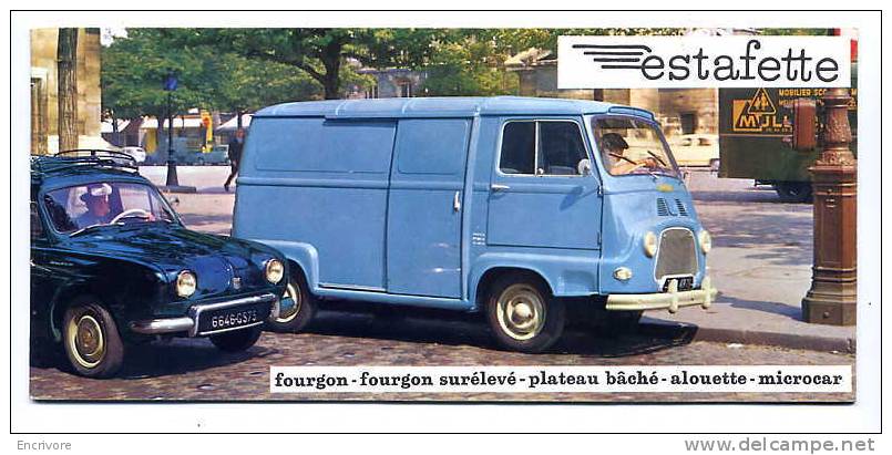 ESTAFETTE RENAULT Plaquette Publicitaire  TRES SYMPA Fourgonalouette Microcar - Auto's