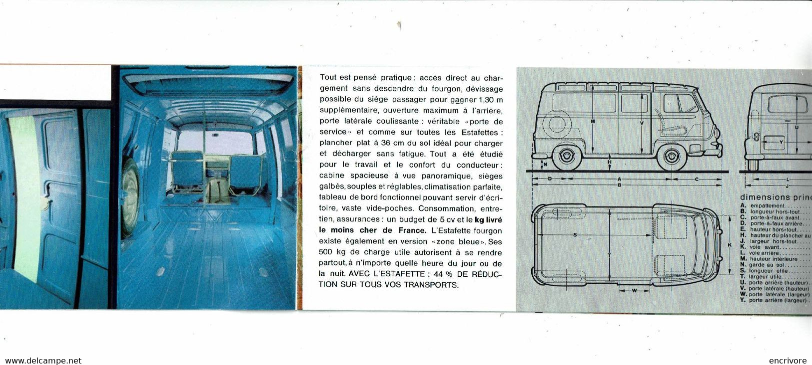 ESTAFETTE RENAULT Plaquette Publicitaire  TRES SYMPA Fourgonalouette Microcar - Auto's