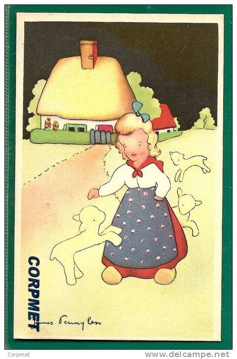 PENNYLESS JAMES - GIRL With Baby Sheeps - SIGNED - BELGIUM UNUSED POSTCARD - Pennyless, James