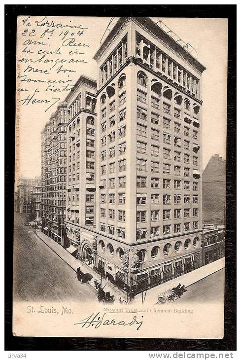 CPA  PRECURSEUR- ETATS-UNIS- SAINT-LOUIS- MISSOURI- GRAND IMMEUBLE  STYLE 1900- TRES GROS PLAN ANIMÉ - St Louis – Missouri